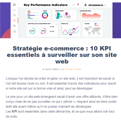 Article qui traite des KPI e-commerce sur le site Notyf.com